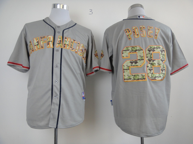 Men San Francisco Giants 28 Posey Grey Camo MLB Jerseys